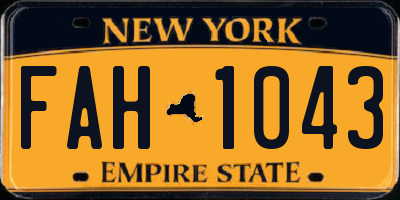 NY license plate FAH1043