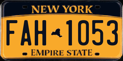 NY license plate FAH1053