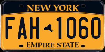 NY license plate FAH1060