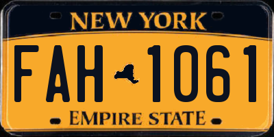 NY license plate FAH1061