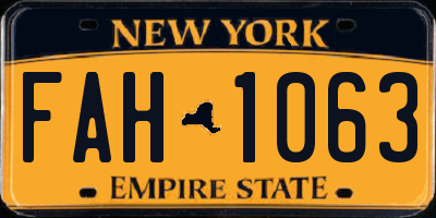 NY license plate FAH1063