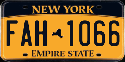 NY license plate FAH1066