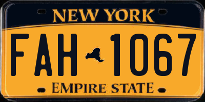 NY license plate FAH1067