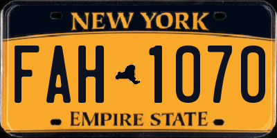 NY license plate FAH1070