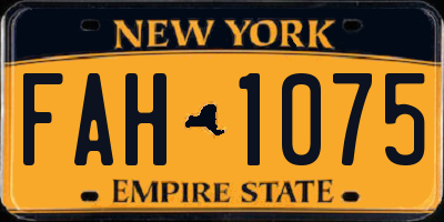 NY license plate FAH1075