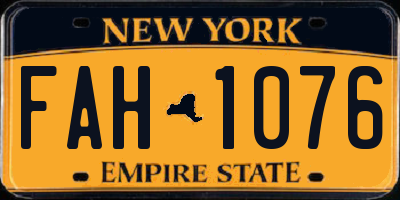 NY license plate FAH1076