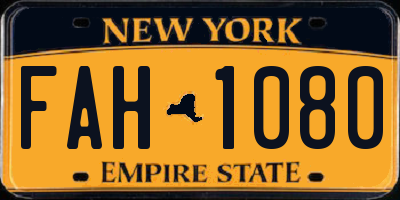 NY license plate FAH1080