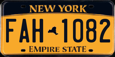 NY license plate FAH1082