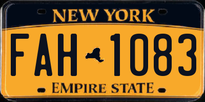 NY license plate FAH1083