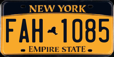 NY license plate FAH1085