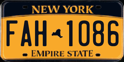 NY license plate FAH1086