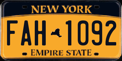 NY license plate FAH1092