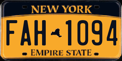 NY license plate FAH1094