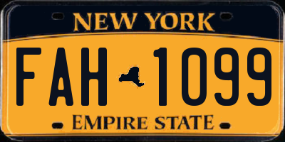 NY license plate FAH1099