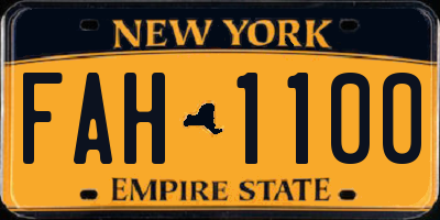 NY license plate FAH1100