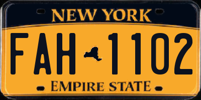 NY license plate FAH1102