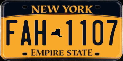 NY license plate FAH1107