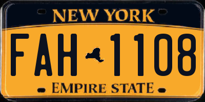 NY license plate FAH1108