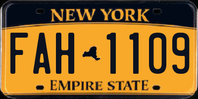 NY license plate FAH1109