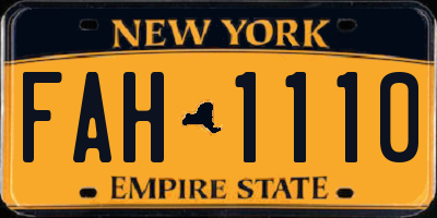 NY license plate FAH1110