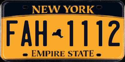 NY license plate FAH1112