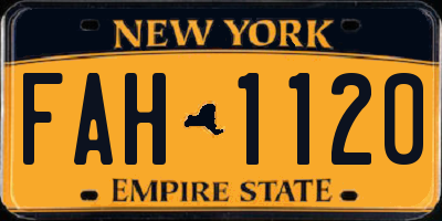 NY license plate FAH1120