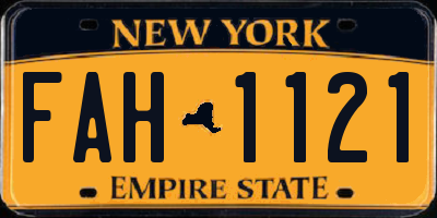 NY license plate FAH1121