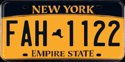 NY license plate FAH1122