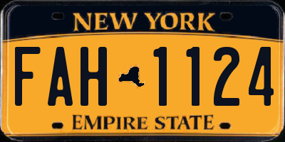 NY license plate FAH1124