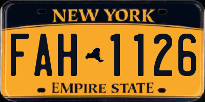 NY license plate FAH1126