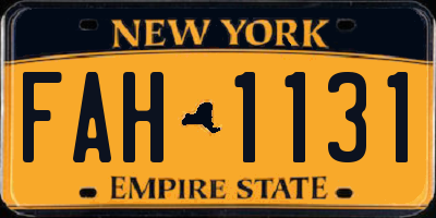 NY license plate FAH1131