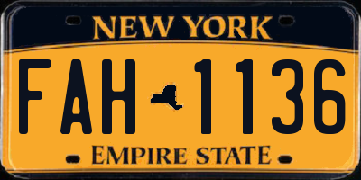 NY license plate FAH1136