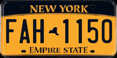 NY license plate FAH1150