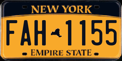 NY license plate FAH1155