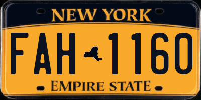 NY license plate FAH1160