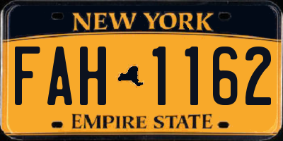 NY license plate FAH1162