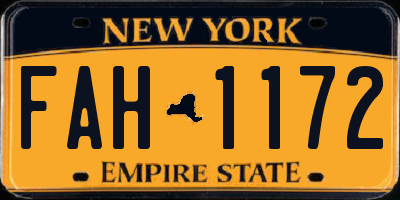 NY license plate FAH1172