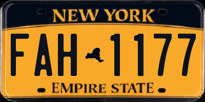 NY license plate FAH1177