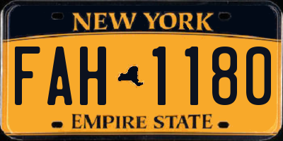 NY license plate FAH1180