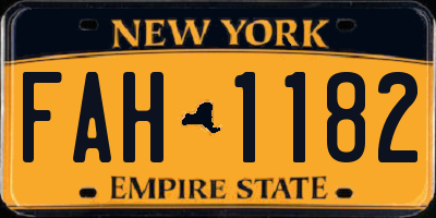 NY license plate FAH1182