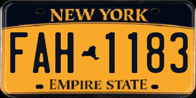 NY license plate FAH1183