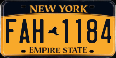 NY license plate FAH1184