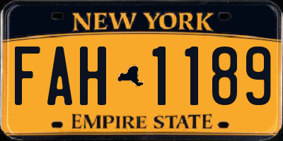 NY license plate FAH1189