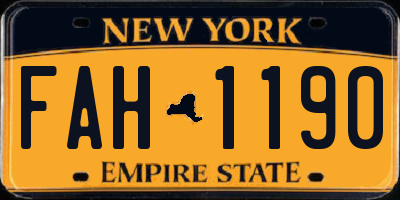 NY license plate FAH1190