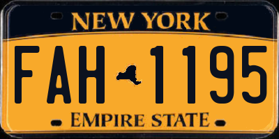 NY license plate FAH1195