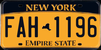 NY license plate FAH1196