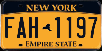 NY license plate FAH1197