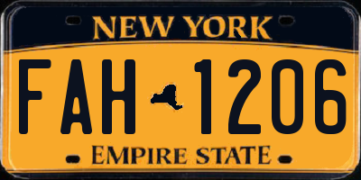 NY license plate FAH1206