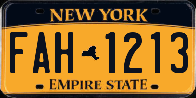 NY license plate FAH1213