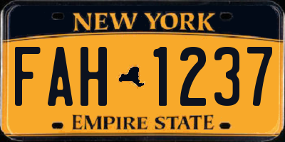 NY license plate FAH1237